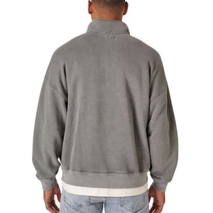 Sweat-shirt pour homme en molleton respirant 100% coton, demi-zip, col montant, manches longues, décontracté, pour l'hiver et les activités de plein air - Product Image 2