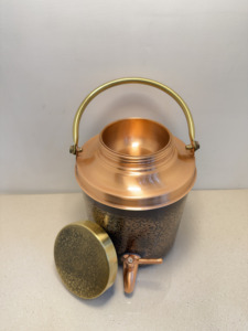 Premium Antique <b>Copper</b> Water Dispenser Tank 5LVintage Damask Etched Ayurvedic Matka Camper with Brass Carry <b>Handle</b> Leakproof Tap - Product Image 2