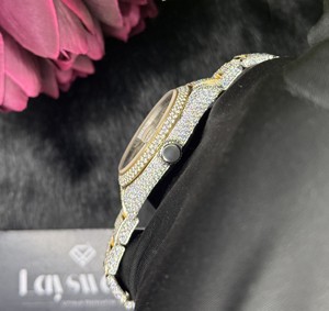 Montre unisexe en acier inoxydable Moissanite Iced Out, style Hip Hop Bling, avec diamants, mouvement à quartz, logo de marque, montre-bracelet de luxe - Product Image 5