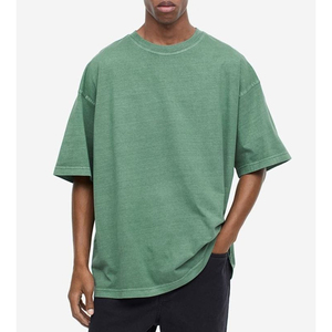 T-shirt Homme Vert Grande Taille 100% Coton Manches Courtes Col Rond Coupe Décontractée Jersey Couleur Unie Teint Uni Tricoté OEM - Product Image 6