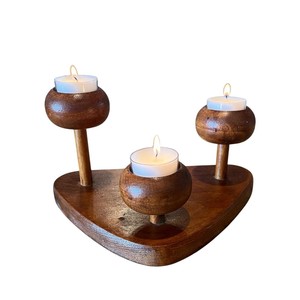 ที่วางเทียนไม้วอลนัทแบบหลายชั้น ขายส่ง - งานฝีมือดีไซน์ทรงหอคอย - Product Image 4