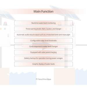 Sistema de Alerta Temprana de Inundaciones de Alta Calidad con Panel Solar de Respaldo |   Sistema de Alarma de Monitoreo de Nivel de Agua Ultrasónico, Montaje en Poste/Pared - Product Image 4