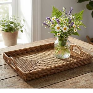Cheap Wholesale Rectangular Rattan <b>Tray</b> Handmade for Coffee Tea Food Serving Cost-Effective Coffee <b>Table</b> <b>Tray</b> For Home - Product Image 3