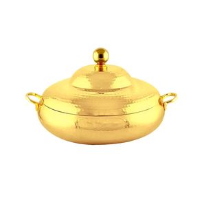 Luxury Hammered Gold Casserole Premium Food Warmers Elegant Stainless Steel Buffet Server with <b>Stepped</b> Dome Lid - Product Image 2