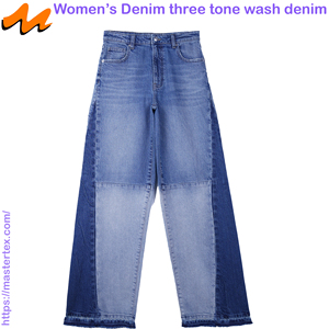 Pantalon large décontracté pour femme, trois tons, délavé clair, moyen et foncé, en coton recyclé BCI et élasthanne, confectionné à partir de 12,27 oz - Product Image 2