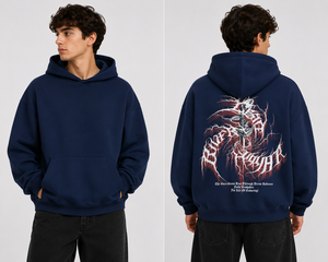 เสื้อฮู้ดพิมพ์ลายอนิเมะสไตล์โกธิคสำหรับผู้ชาย ทรงโอเวอร์ไซส์ สีน้ำเงินเข้ม ดีไซน์พิมพ์ลายด้านหลัง ระบายอากาศได้ดี ผ้าเฟรนช์เทอร์รี่ สไตล์ฤดูใบไม้ร่วง - Product Image 5