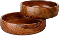 Bol de service de luxe moderne en bois naturel, fait main, écologique, de qualité supérieure, taille personnalisée, pour la cuisine et la salle à manger (vente en gros)