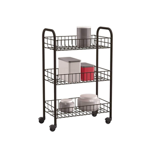 Étagère de rangement de cuisine en métal avec paniers amovibles et roulettes, chariot de rangement utilitaire en acier pour l'organisation de la cuisine à domicile - Product Image 4