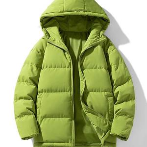 เสื้อแจ็คเก็ตพัฟเฟอร์มีฮู้ดสีเขียวพร้อมซิปปิด น้ำหนักเบา แขนยาวเต็มตัว และกระเป๋าซิปด้านหน้าสองช่องเพื่อความอบอุ่นในฤดูหนาว - Product Image 1