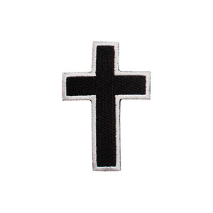 Parche Bordado Termoadhesivo de Motocicletas con Cruz Blanca y Negra para Motociclistas - Product Image 1