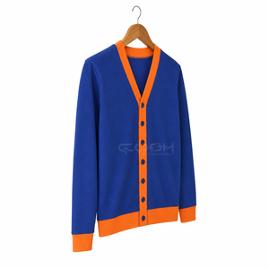 เสื้อคาร์ดิแกนถักคอวีสีน้ำเงินส้มตัดกันสำหรับผู้หญิงจาก Cosh International แขนยาว สไตล์ลำลอง ติดกระดุมแถวเดียว - Product Image 3