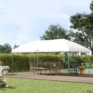 Gazebo Pop-up Bianco 10x19 per Feste, Tenda Robusta con Struttura in Acciaio e Altezza Regolabile, Modello D0100X35LGX per Patio, Giardino e Cortile - Product Image 2