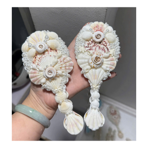 Handmade Natural Seashell Oval Mini Compact Makeup <b>Mirror</b> Custom Shell Mermaid Coastal Vanity Pocket <b>Mirror</b> - Product Image 5