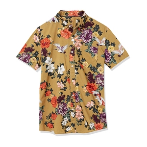 Chemise décontractée pour homme à manches courtes en polyester respirant, style hawaïen à imprimé floral, col rabattu, popeline, pour l'été - Product Image 3