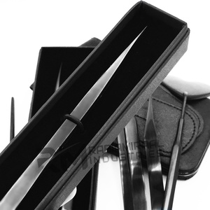 Pinzas Profesionales de Acero Inoxidable RMI para Extensión de Pestañas, Punta Recta, Color Negro Plasma / Estilo Inferior - Product Image 3