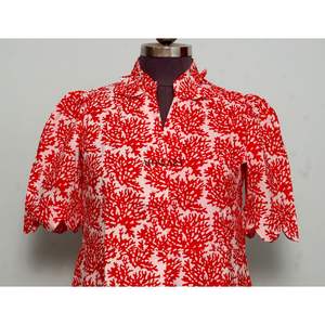 ชุดเดรสลำลองสไตล์อินเดีย แบรนด์ Kangura ผ้าถัก คอวี ความยาวปานกลาง สำหรับผู้หญิง เป็นมิตรต่อสิ่งแวดล้อม ซักได้ ลายดอกไม้ ตกแต่งด้วยกระดุม - Product Image 2