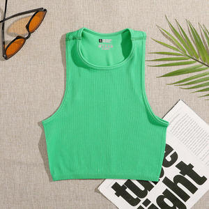 Wholesale Custom Women's Breathable Casual Ribbed Tank <b>Top</b> Active Sports Yoga & Running Wear Sleeveless Back Design - Product Image 4