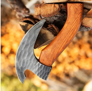 Couteau à pizza en acier au carbone forgé à la main, manche en bois, lame forgée à la main sur mesure LEGACY BLADES LB-PC-09, antidérapant, durable - Product Image 5