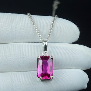 Colgante de zafiro rosa natural, plata de ley 925, collar de cristal curativo hecho a mano, regalo para novia - Product Image 6