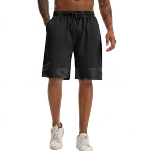 Pantalones Cortos Bermuda Casuales para Hombre, Tejido Oxford Sólido, Transpirables, Ecológicos, de Secado Rápido, Mezcla de Algodón, Cintura Elástica Media, para Gimnasio - Product Image 2