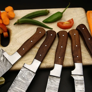 Custom Logo Handmade Damascus Steel Chef Knife Set Razor Sharp Wooden Handle Wholesale Manufacturer - Product Image 2
