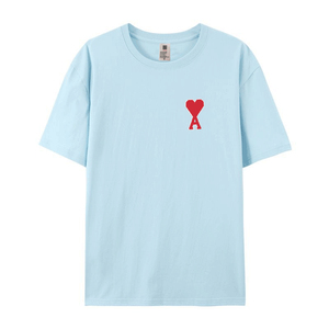Chemise décontractée en flanelle noire pour homme, à double boutonnage, avec logo imprimé cœur rouge, manches courtes, été, ODM, 100 % grandes tailles - Product Image 2