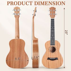 Ukulele da 23 pollici con corpo in mogano e tastiera in palissandro, include borsa in cotone, plettri (3) e chiave inglese - Accessori per strumenti musicali - Product Image 2
