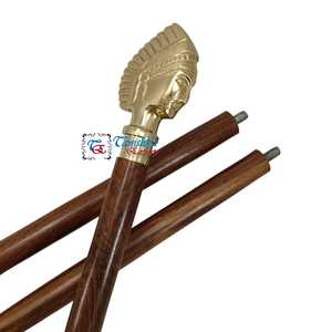 Bastón de Madera Plegable de 3 Secciones con Mango Metálico con Diseño de Cabeza Tribal, Acabado Dorado, Estilo Náutico Victoriano, Regalo de Año Nuevo Hecho a Mano - Product Image 5
