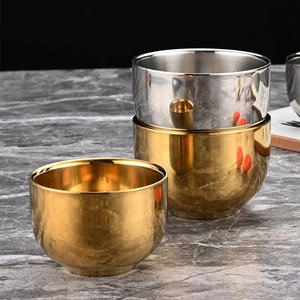 Tasses à saké en acier inoxydable, tasses à soju dorées, tasses à vin blanc pour restaurant, mugs à thé en acier inoxydable à double isolation - Product Image 5