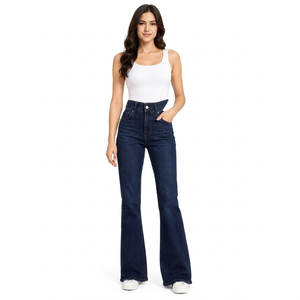 RAVTIN <b>Women's</b> High Waist Dark Wash Straight Denim <b>Jeans</b> Full Length Casual Style <b>Stretch</b> Breathable Regular Fit 300g Autumn - Product Image 1