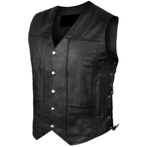 Chaleco de Cuero Negro para Motocicleta para Hombre con 10 Bolsillos, Chaleco de Motociclista Premium - Product Image 3