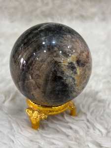 Sphère de pierre de lune noire avec surface polie et lisse, éclat subtil, symétrie arrondie, texture raffinée pour collections de cristaux - Product Image 3