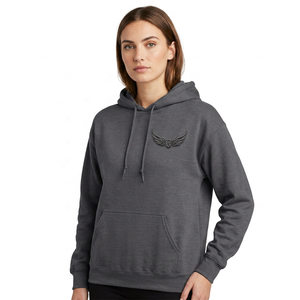 Sweat-shirt à capuche gris pour homme avec logo ailes en relief, poche avant, coupe classique, décontracté, pour l'automne - Product Image 2