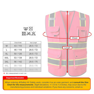 เสื้อกั๊กนิรภัยสีแดงสะท้อนแสงพร้อมแถบสะท้อนแสงและกระเป๋าหลายช่อง ชุดทำงานโพลีเอสเตอร์สำหรับทุกเพศ - Product Image 5
