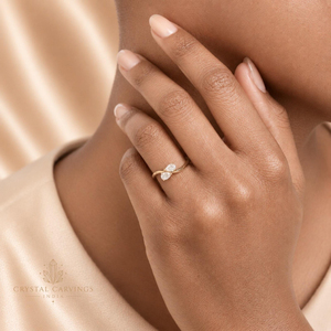 Anillo de compromiso abierto de dos piedras con moissanita de 1 quilate talla pera, chapado en oro, plata de ley 925, anillo de promesa para mujer - Product Image 2
