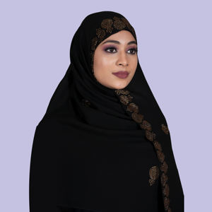 Hijab de Chifón Lujoso con Borde Decorado con Piedras, Pañuelo para la Cabeza Moderno y Fluido, Velo Islámico Ligero para Ocasiones Especiales - Product Image 2
