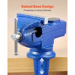 Morsa da banco portatile da 3 pollici con base girevole a 360 gradi e morsetto a sgancio rapido, base rialzata in acciaio fuso - Product Image 6