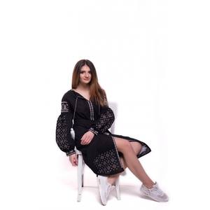 Nouvelle Robe Longue d'Été Bohème en Lin Naturel, Style Ethnique Ukrainien Brodé, avec Décoration à Pompons – Collection 2026 - Product Image 3