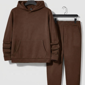 Conjunto Deportivo Unisex de Sudadera con Capucha y Pantalones de Color Sólido, Manga Larga, Cintura Elástica, 100% Algodón, Ropa de Otoño - Product Image 4