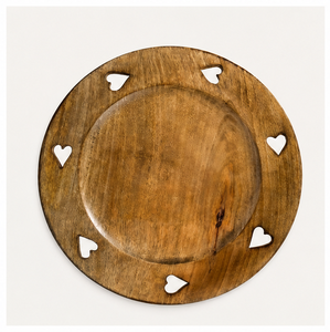 Assiettes de présentation en bois de manguier artisanales en gros avec découpe en forme de cœur – Décoration de table et vaisselle rustiques écologiques pour mariage - Product Image 1