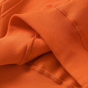 Unisex Oversized Orange Hooded Sweatshirt Solid Color Casual Pocket French Terry Knitted Autumn Wear - Product Image 2