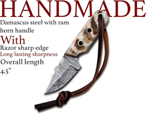 Couteau de chasse/découpe personnalisable en acier inoxydable OEM avec manche en os et étui en cuir, fabriqué à la main par ZA DAMASCUS MAKERS - Product Image 2