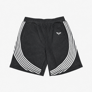 Shorts de sport athlétiques pour hommes à rayures incurvées, respirants, avec cordon de serrage, décontractés, pour l'entraînement, Bermuda, noir et blanc - Product Image 3