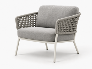 Ensemble de canapés modernes en corde tressée pour l'extérieur avec coussins gris, structure en aluminium, chaises longues et table basse pour jardin et terrasse - Product Image 6
