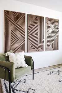 Panneau mural en bois géométrique moderne, décoration murale en bois artisanale pour salon, chambre et décoration intérieure - Product Image 1
