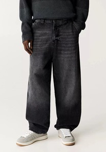 Men's Wide Leg Stonewashed Denim Pants Midweight Cotton Casual Loose Fit Autumn Style <b>Jeans</b> - Product Image 4