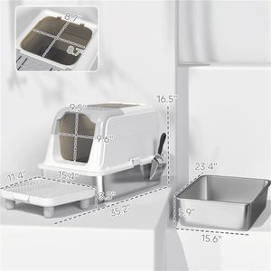 Lettiera per Gatti in Acciaio Inossidabile, Contenitore Moderno per l'Igiene Felina - Product Image 5