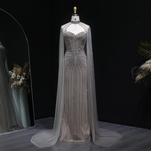 Jancember LSZ156 Vestidos <span class=keywords><strong>de</strong></span> Noche Elegantes <span class=keywords><strong>de</strong></span> Sirena con Cuentas <span class=keywords><strong>de</strong></span> Cristal y <span class=keywords><strong>Chal</strong></span> - Product Image 4
