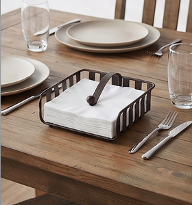 Porte-serviettes en métal style vintage, panier en fer avec poignée en boule pour la cuisine, la table et la salle à manger - Product Image 5