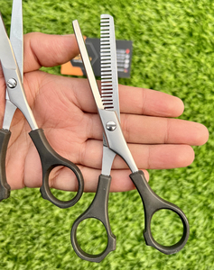 Ciseaux de barbier professionnels avec ciseaux à effiler droits, ciseaux de coiffure à bord rasoir pour texturiser les cheveux - Product Image 3